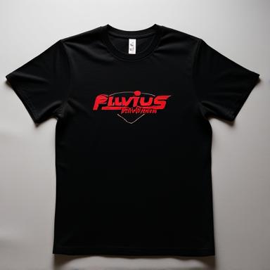 Camiseta negra Fluvius Performance con logo en rojo